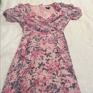 DKNY Blush and Ebony Floral Midi Dress